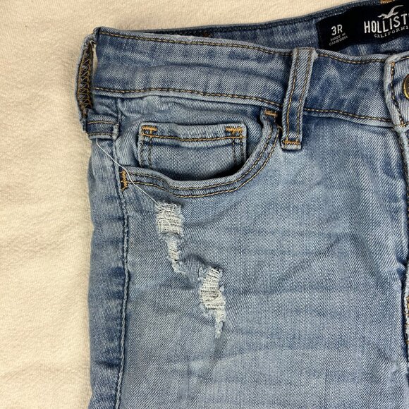 Hollister Mid-Rise Super Skinny Size 26x30 3R Stretch Denim Distressed Raw Hem - Picture 5 of 14